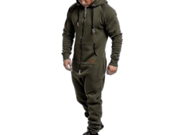 2026 mono Hombre com Capuz com Fecho para Inverno, Casual e Esportivo, Macacão de Algodão Misturado