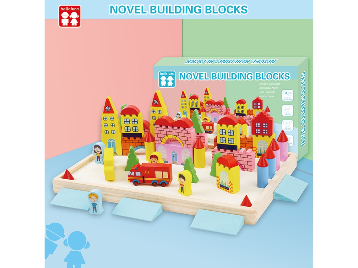 Conjunto De Blocos De Construção Grandes Em Madeira Brinquedos Educativos De Empilhar Para Crianças Em Idade Pré-escolar Hexinyigjly