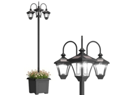 Luz solar externa com vaso, 3 cabeças, automática, impermeável, altura ajustável S/MARCA