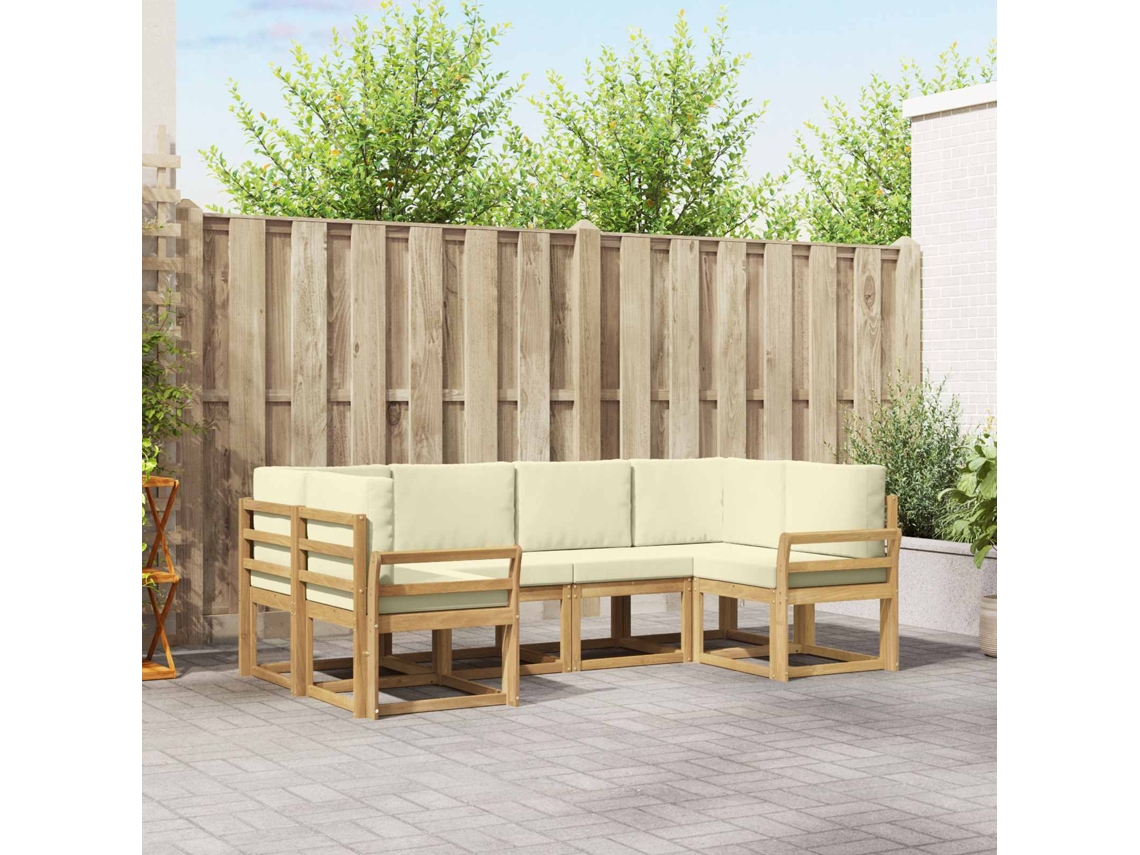Vidaxl Conjunto De Sofás Para Exterior 6 Unid. Branco E Creme