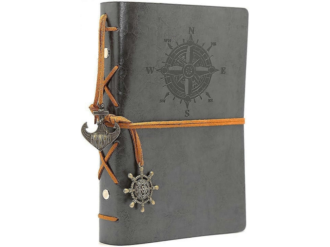 Caderno E Diário Vintage Retrô Com Capa Em Couro Pu, Com Espiral Náutica, Papel Kraft, Para Viagens