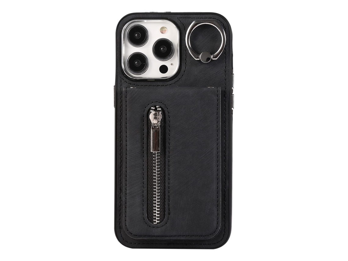 Suporte Casa Pega Para Iphone 15 Pro Pele Sintética Preto