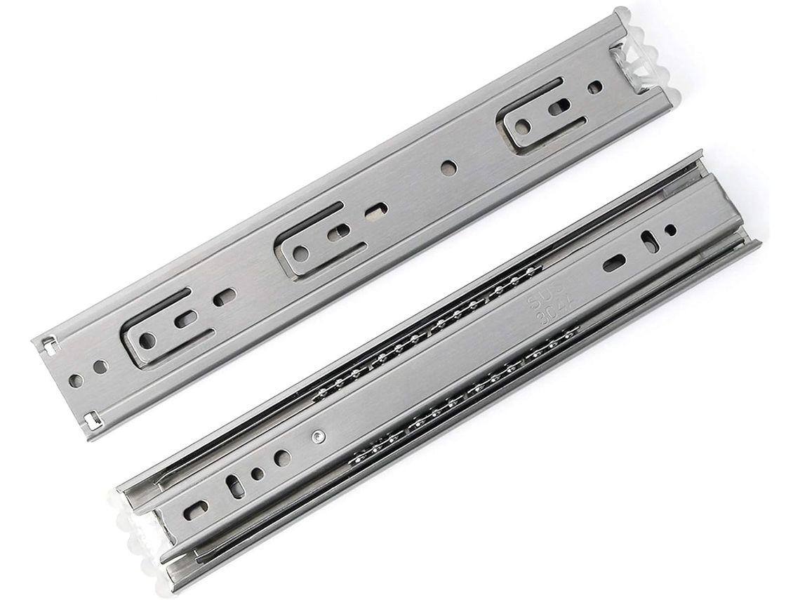 Corrediças Para Gavetas De 10a 20, Com Fechamento Suave, Em Aço Inoxidável 304, Com 3 Seções, Amortecedores, Ferragens
