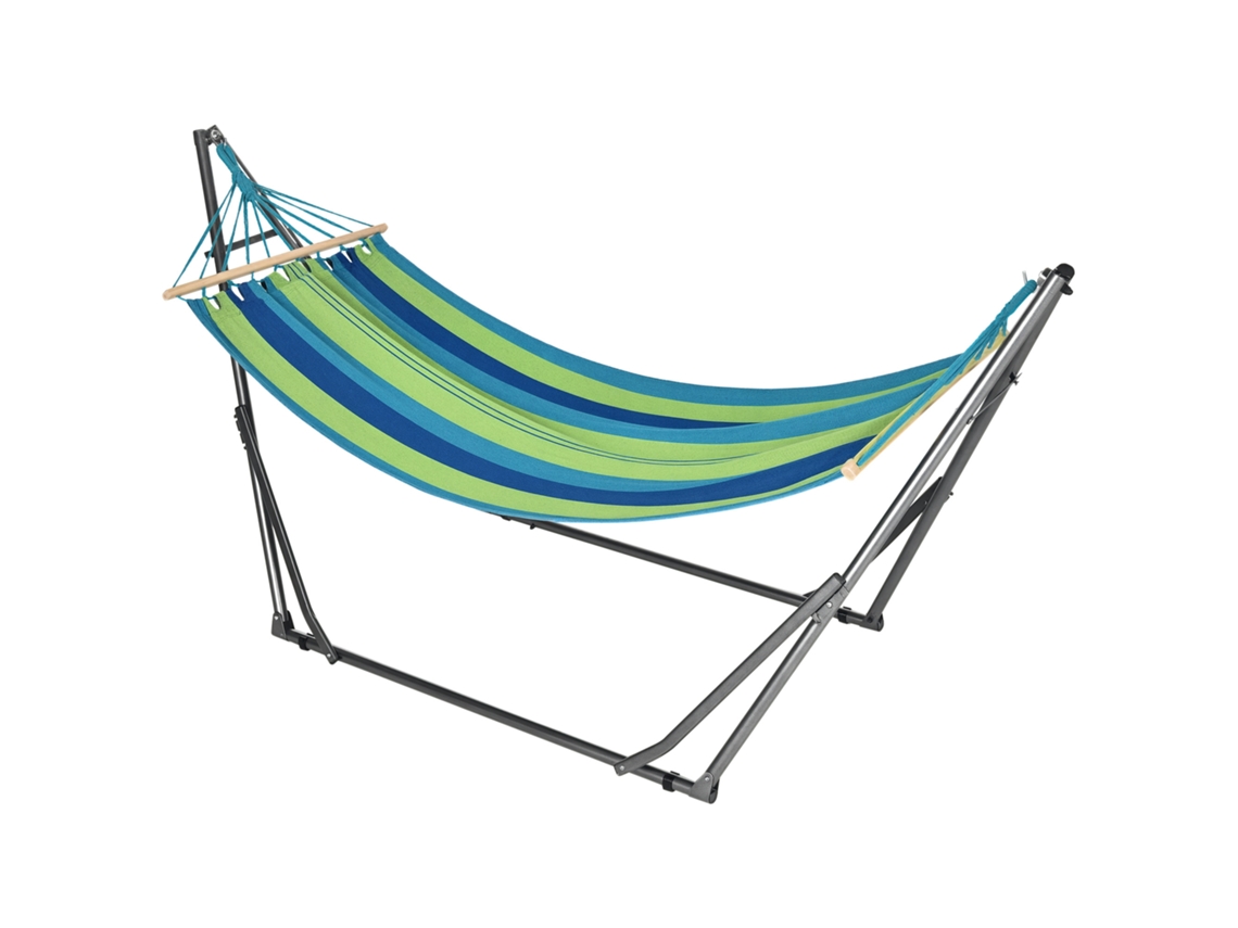Suporte com Rede Autossustentável Dobrável em Algodão e Aço. 270x100x94cm Ge