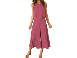 Fasst Conjunto de 2 Peças de Verão para Mulher Roylamp, Blusa de Gola Redonda e Calças Largas | S/MARCA