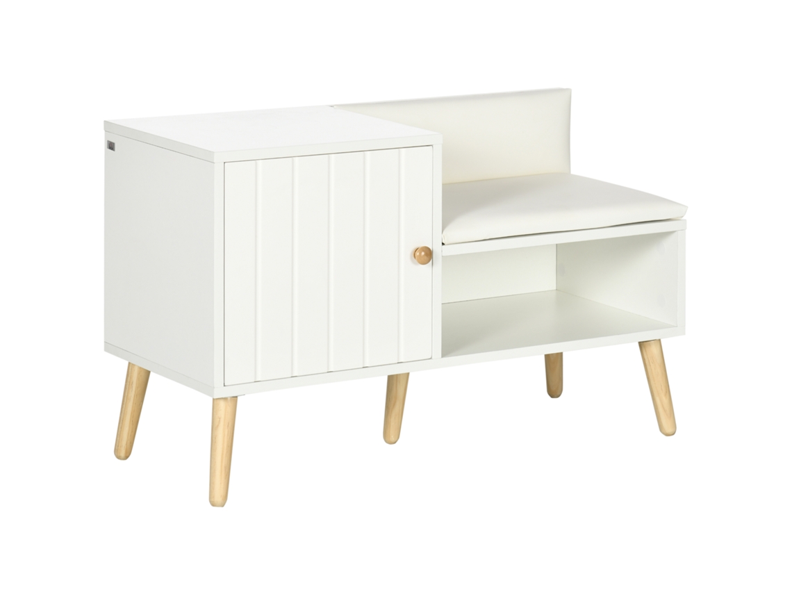 Banco para Sapatos com Compartimento e Assento Acolchoado 80x33x49 Cm Branco | S/MARCA
