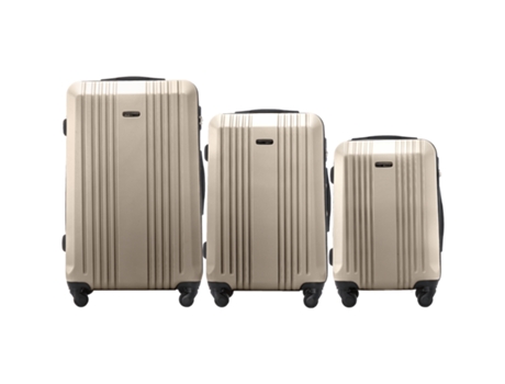 Conjunto De Bagagem Wings Kestrel De 3 Peças Champanhe, Material Abs