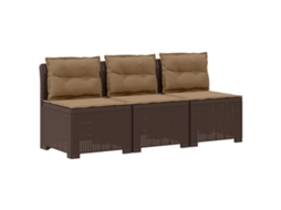 Maison Exclusive - Sofá De Jardim 3 Lugares Com Almofadas Visual Rattan Pp