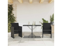Vidaxl 3 Pcs Conjunto De Bistrô Com Almofadões Vime Pe Preto