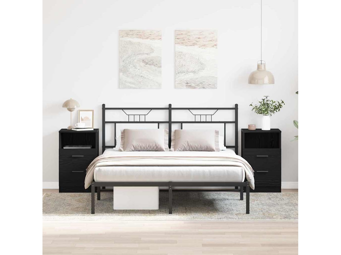 Vidaxl Armário De Cabeceira 2 Pcs Carvalho Preto 40 X 35 X 65 Cm