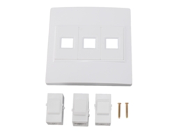 Placa de pared Ethernet Cat6 con 3 puertos Keystone hembra a hembra para Cat5, Cat5e, Cat6 y Cat6a | S/MARCA