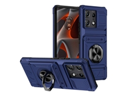 Capa Para Celular Motorola Edge 50 Pro Em Tpu+pc Resistente A Impactos, Com Compartimento Para Cartão E Suporte De Anel De Metal.