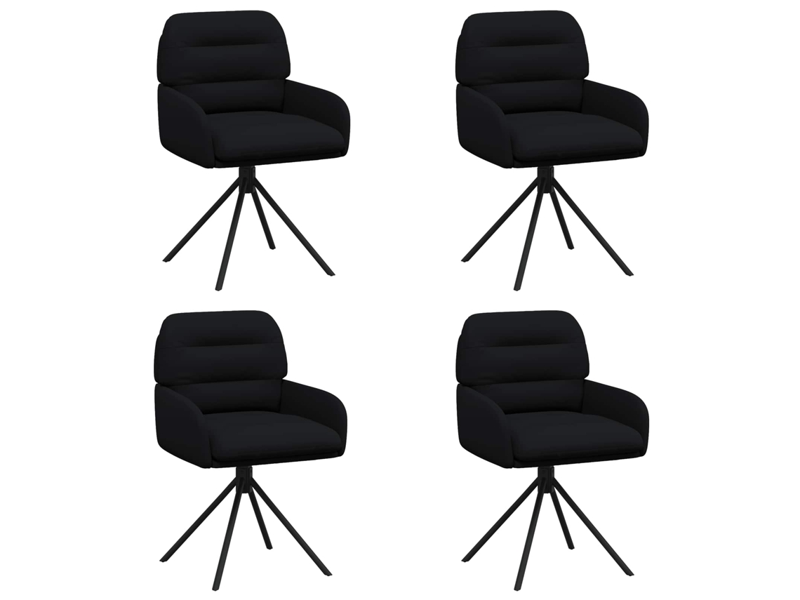 Conjunto 4 Cadeira De Jantar Giratória Vidaxl Preto Couro Sintético (59 X 59,5 X 90 Cm)