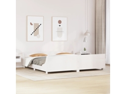 Vidaxl Cama Sem Colchão 200x200 Cm Madeira De Pinho Maciça Branco