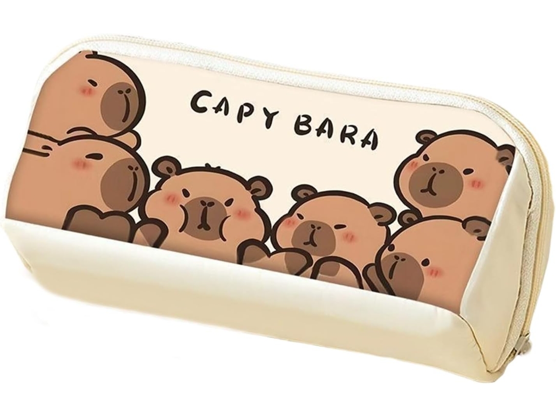 Estojo para L Pis com Desenho de Capivara Grande Capacidade Compartimento Duplo Design Animado Escola Trabalho Mochila VAYOTOY