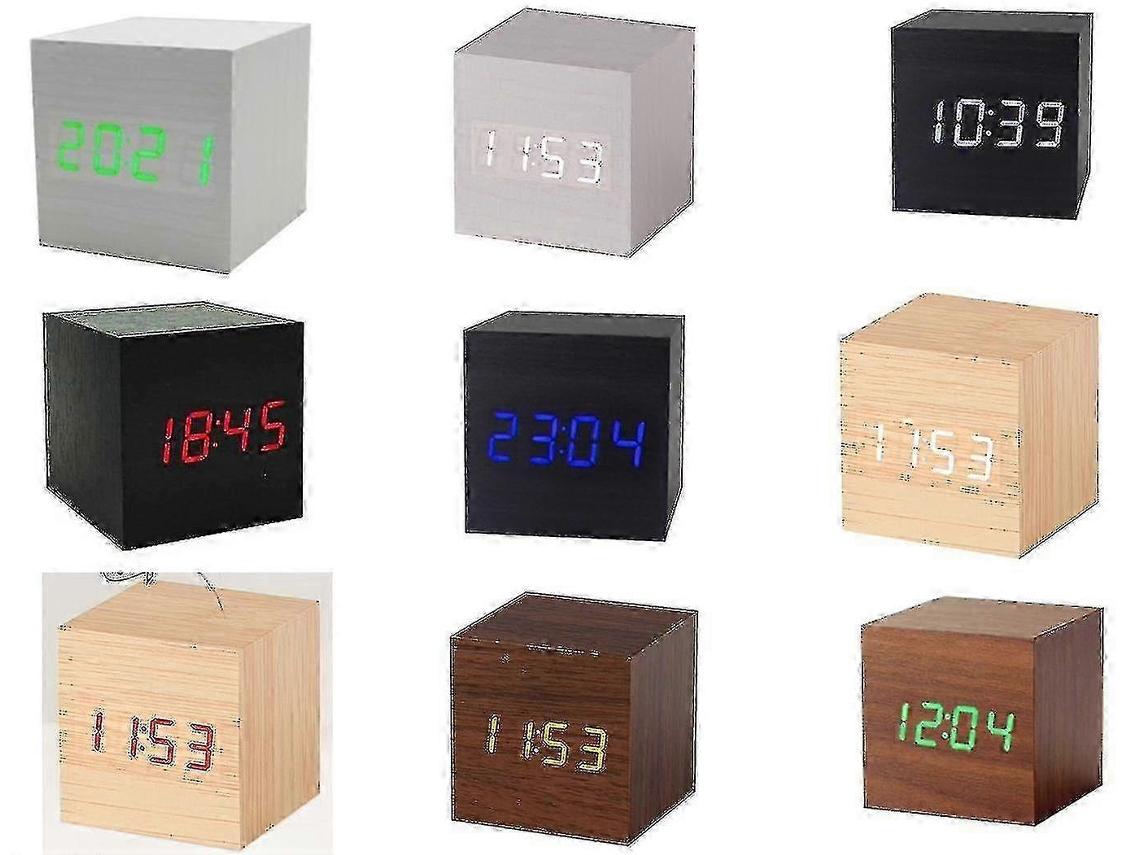 Gingko Cube Click Clock Led Alarm Clock Sound Activated Time Temp Display A10 Ablack Red
