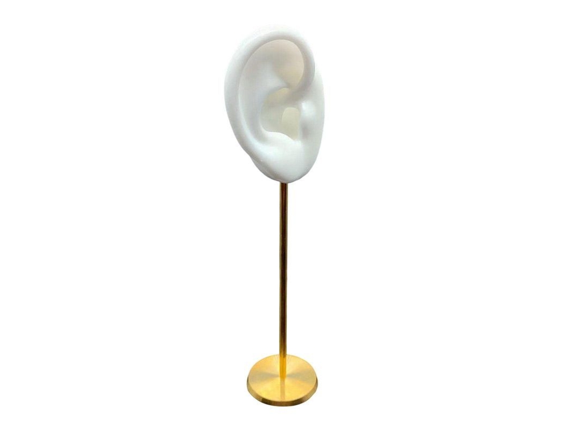 Base Redonda De Silicona E Cobre Para Exibir Brincos, Modelo De Orelha Humana, Branco
