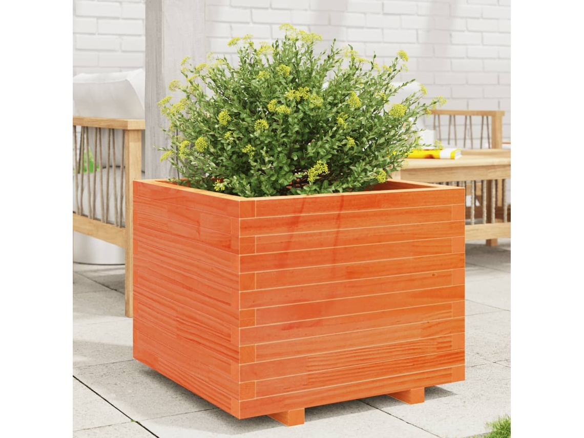 Vidaxl Vaso/floreira De Jardim 60x60x49,5cm Pinho Maciço Castanho Mel