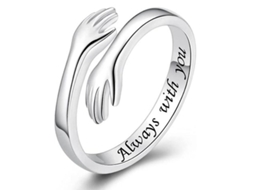 Anéis De Abraço De Prata Esterlina 925 Para Parejas Ajustáveis Always With You Qig