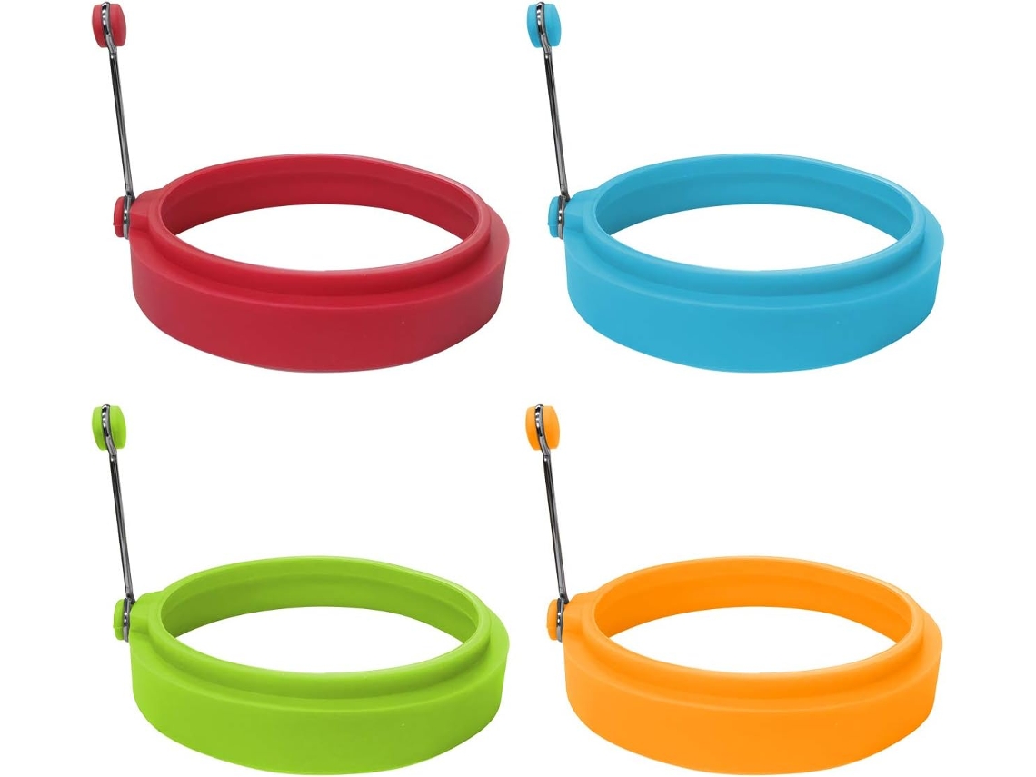 Aros De Silicone Qualidade Alimentar Para Ovos, Multicoloridos, Moldes Para Ovos Fritos(pacote Com 4, 10 Cm)