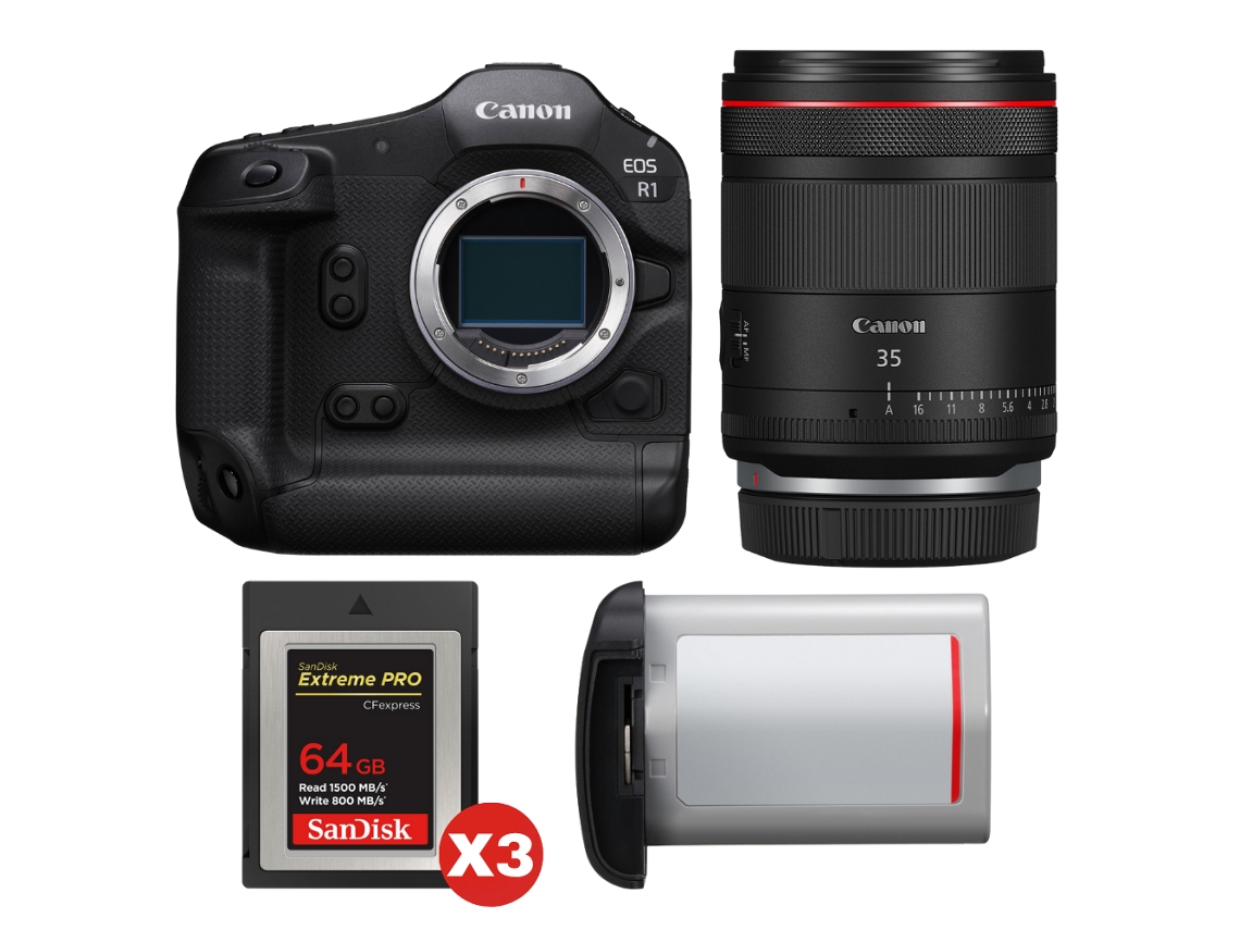 Eos R1 + Rf 35mm F/1.4 L Vcm + 3 Sandisk 64gb Extreme Pro Cfexpress Type B + Canon Lp e19 + Ebook “20 Dicas para Fotos Que Impressionam” CANON