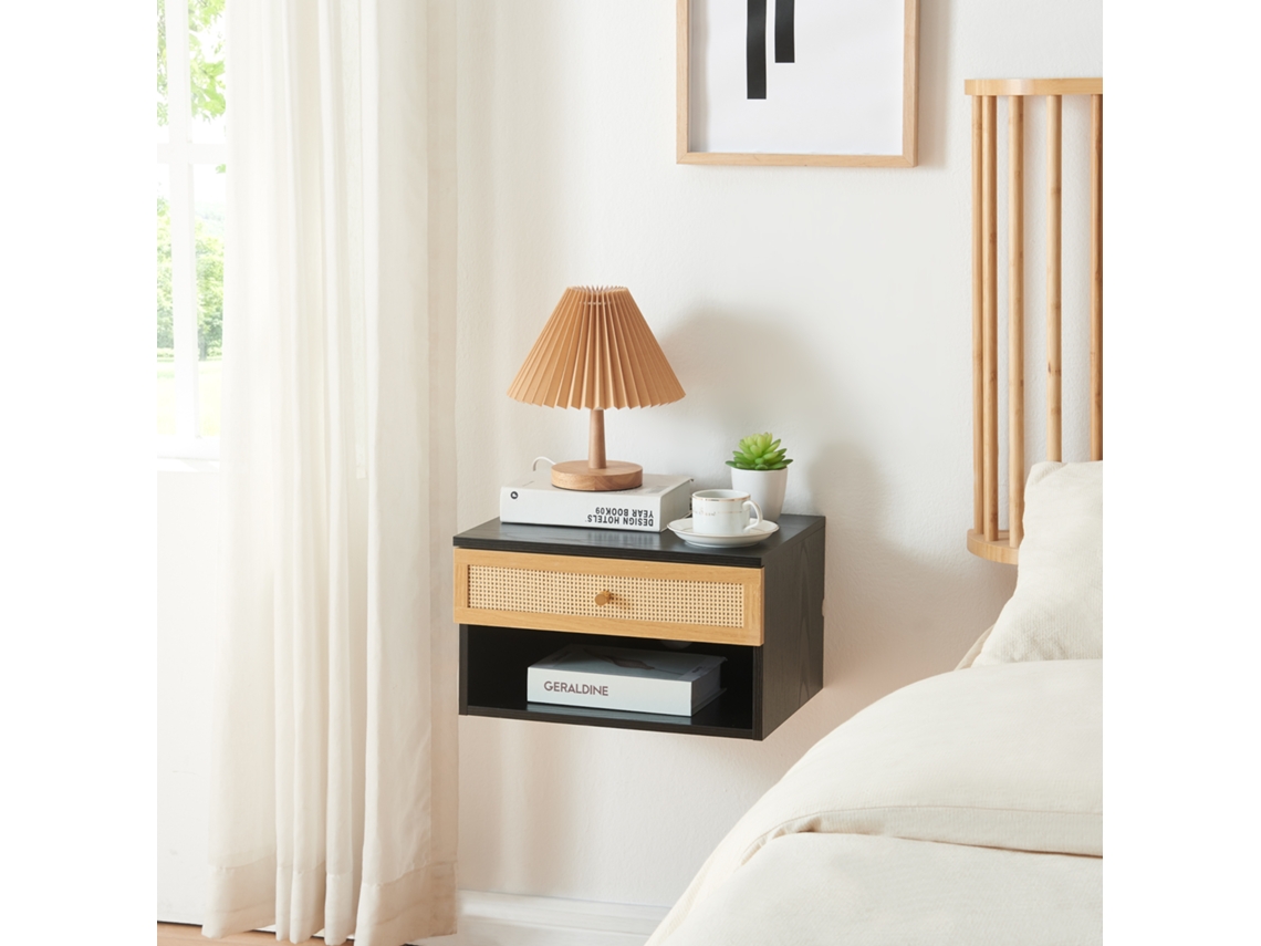 Estante de Parede Eiker com Gaveta 40X32X23 Cm Preto [EN.CASA]