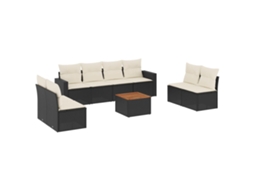 Conjunto de 9 Sofás para Jardim com Almofadões Vime Pe Preto MAISON EXCLUSIVE (N/A)