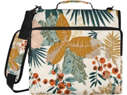 Pasta Escolar Com Zíper, Estampa Floral Floresta Tropical, Cor Off White, 3, 8cm 1, 5 Polegadas, 3 Compartimentos Com Alça