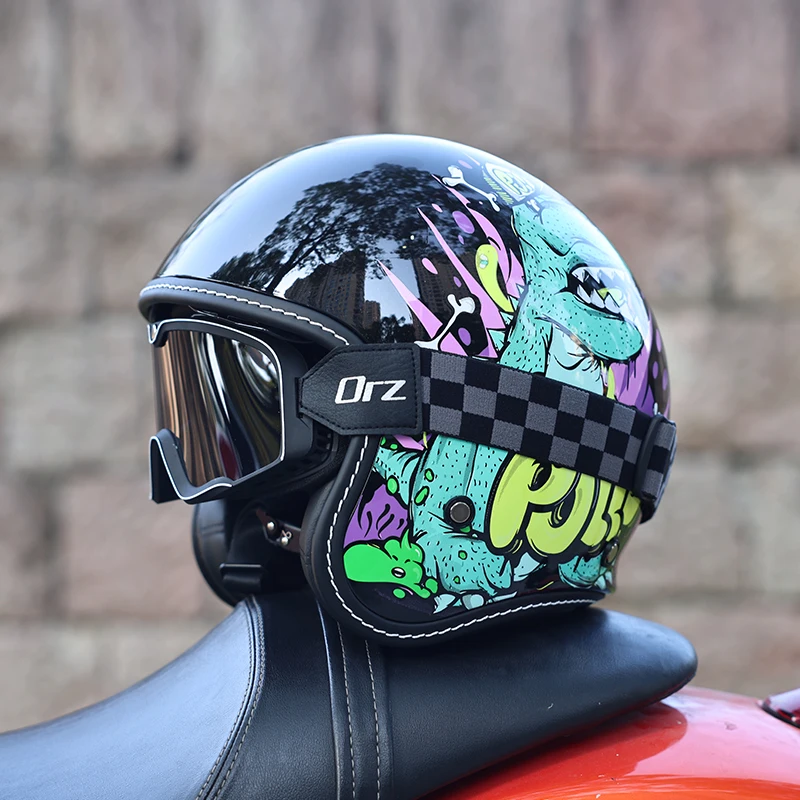 (xl) Capacete De Motocicleta 3/4, Certificado Dot, Casco Em Abs
