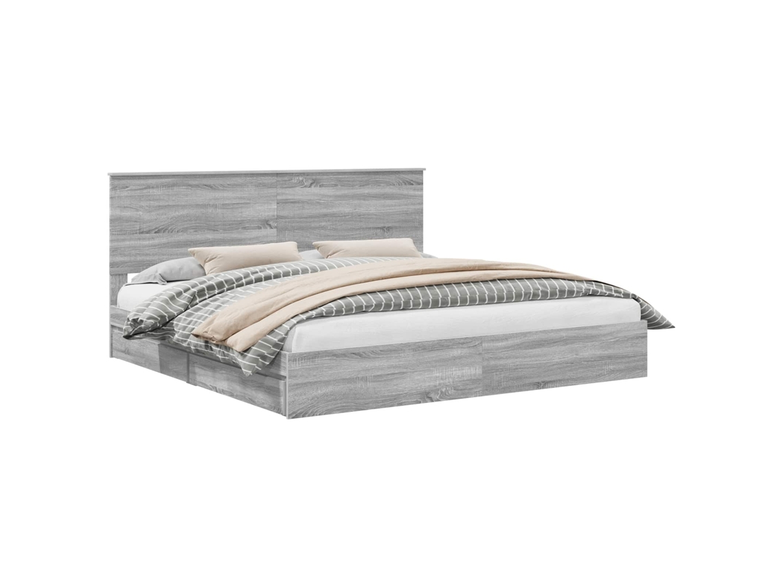 Cama com Armazenamento com Cabeceira Cinza Sonoma MAISON EXCLUSIVE 200x200 cm