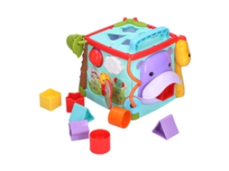 Centro de atividades para bebês, brinquedo multifuncional com música e formas educativas.