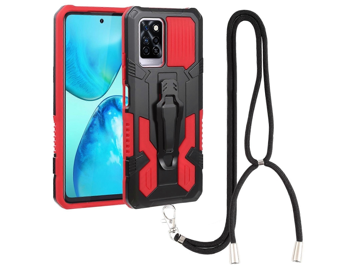 Capa Para Celular Infinix Note 10 Pro Armor Warrior À Prova De Choque, Em Pc + Tpu Com Cordão.