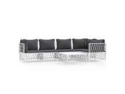Maison Exclusive - 6 Pcs Conjunto Lounge De Jardim Com Almofadões Aço Branco
