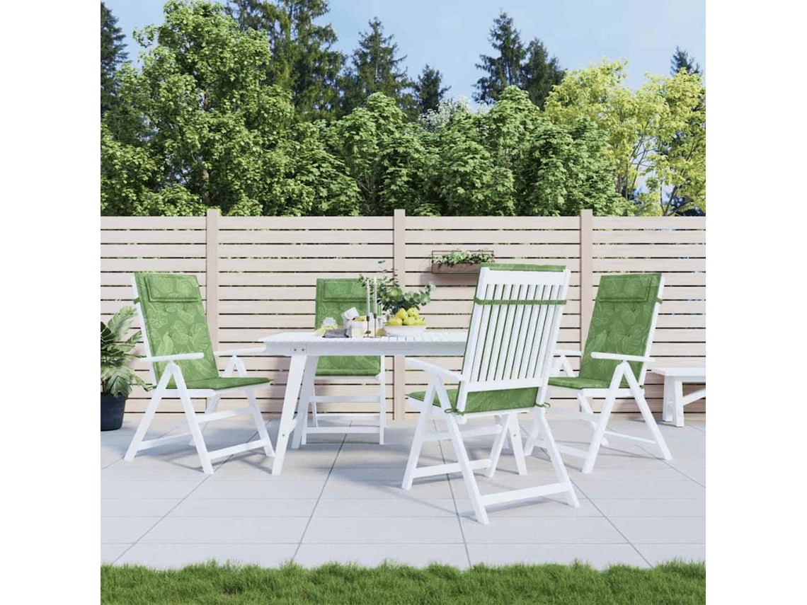 Vidaxl Almofadões P/ Cadeira Encosto Alto 4 Pcs Tecido Oxford Folhas