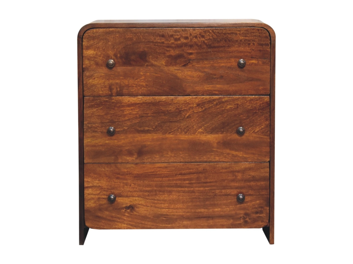 Cômoda Estreita Aspen Em Madeira Maciça, 3 Gavetas, Castanho Escuro ARTISAN FURNITURE EST 1995 TM