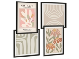 Composição De Quadros Plantas Abstratas Estilosas Espelharte (4 Peças)