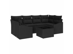 Maison Exclusive - Conjunto De Sofás Com Almofada 7 Pcs Preto Vime Pe