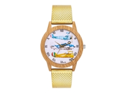 Pulseira de relógio vermelha macia e elegante para homens e mulheres, estilo coreano, dourada T175-f