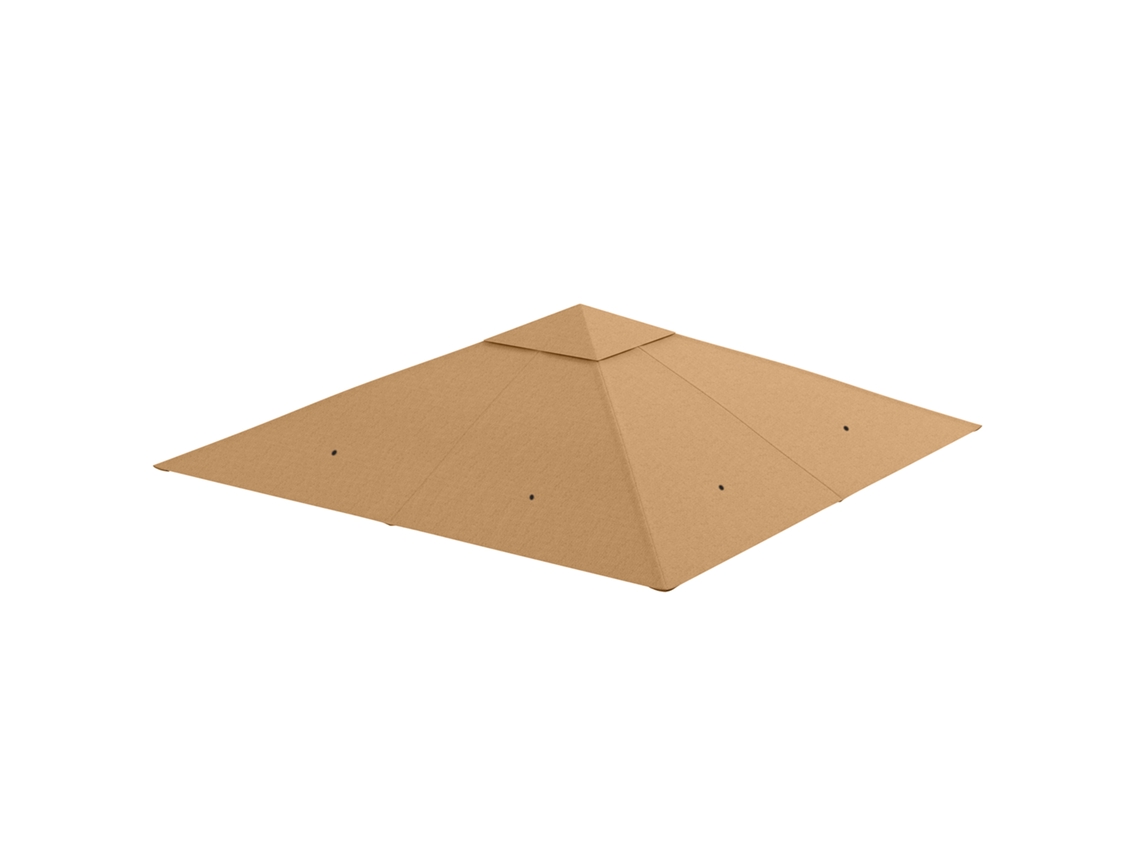 Toldo De Substituição De 3x3m Para Pérgola De Jardim Com 8 Orifícios De Drenagem E Ventilação Bege, Com Acabamento De Qualidade
