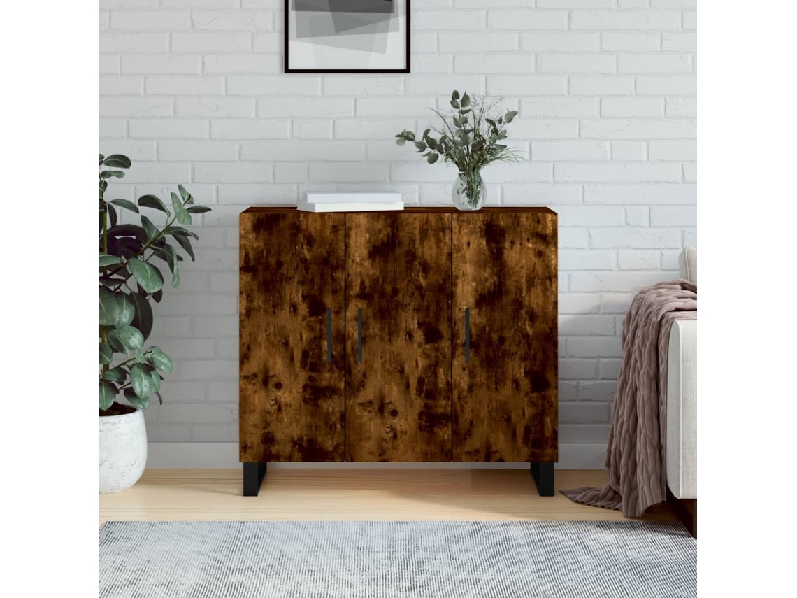 Aparador de 90x34x80 cm madera procesada color roble ahumado