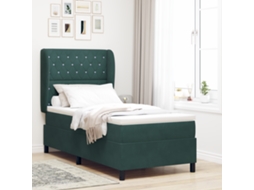 Cama Box Spring Com Colchão Em Verde Escuro, 100x200 Cm, Veludo