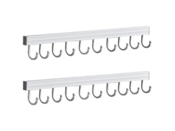 Conjunto de 2 Prateleiras Parede para Cozinha com Gancho, Porta, Temperos, Barra Organizadora, Suporte para Armazenamento BRILVIBERA