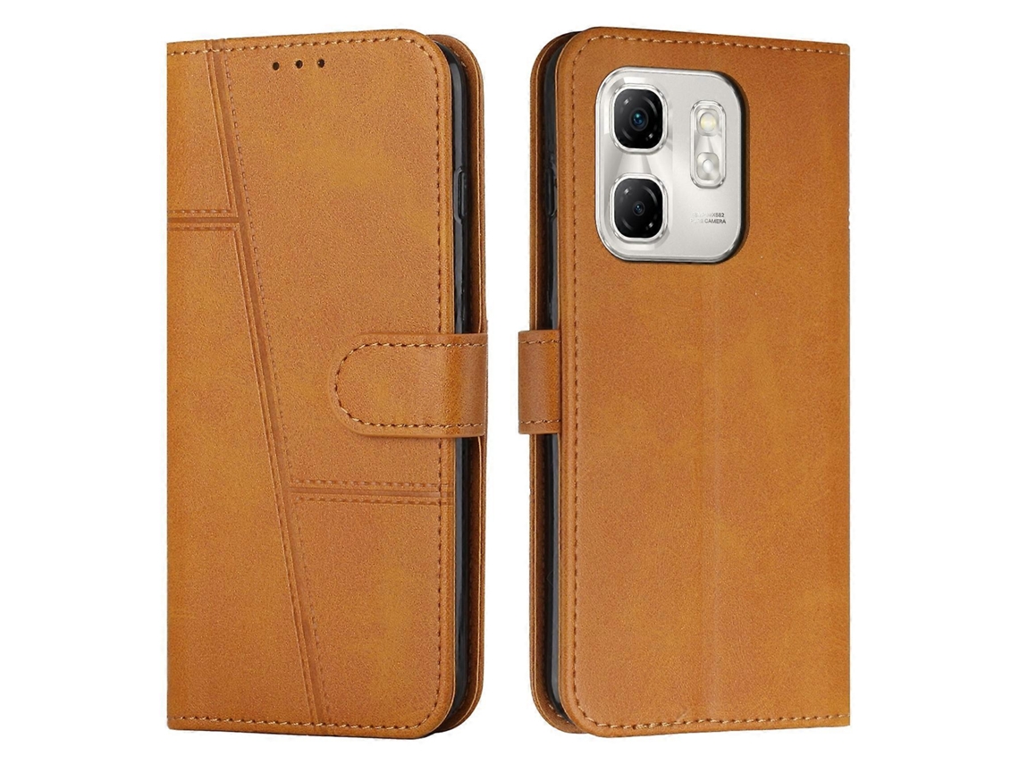 Capa De Celular Em Couro Com Textura De Bezerro E Fivela, Costurada, Para Infinix Hot 50i