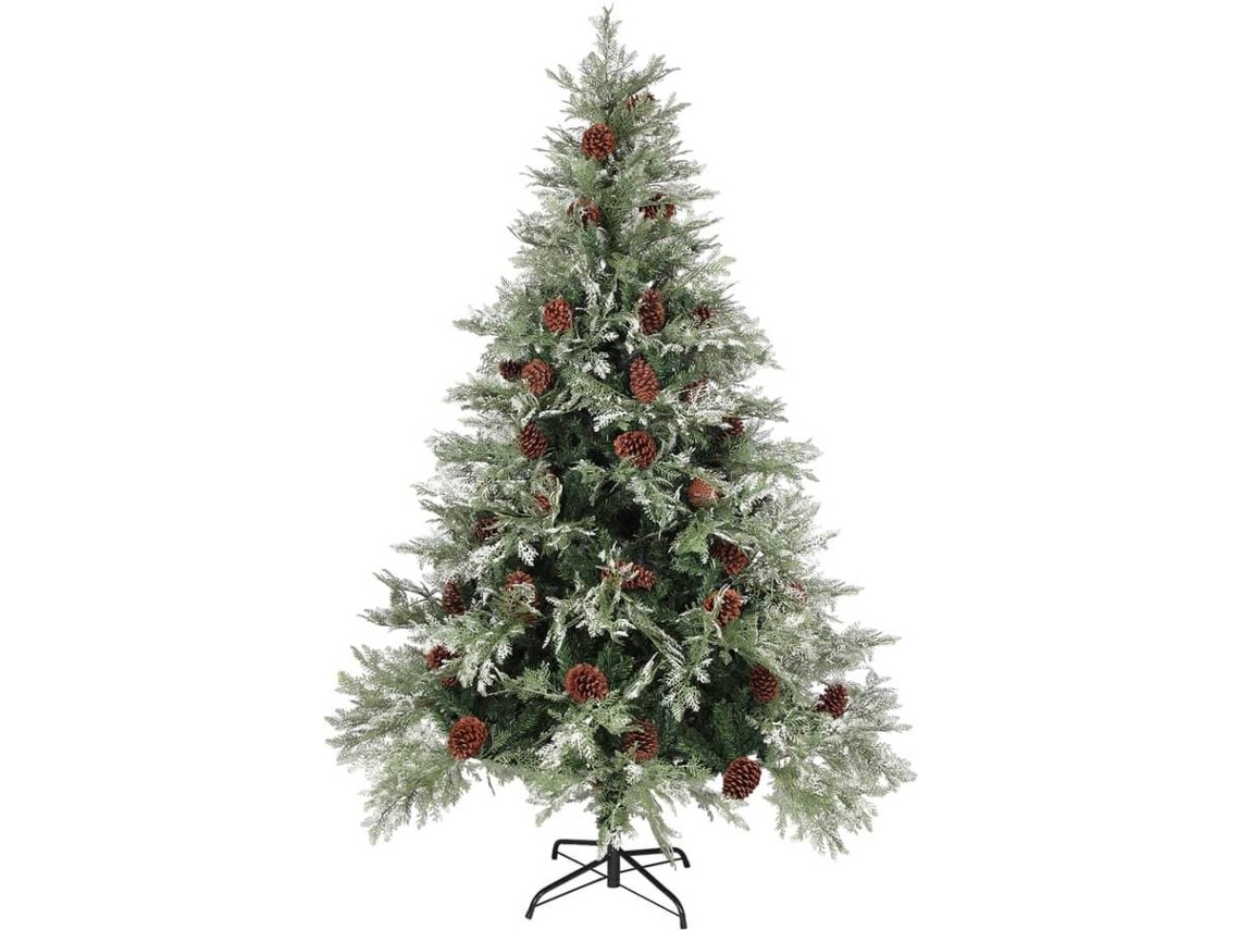 vidaXL Árvore de Natal com LEDs e pinhas 150 cm PVC e PE verde/branco | vidaXL Árvore de Natal com LEDs e pinhas 150 cm PVC e PE verde/branco |