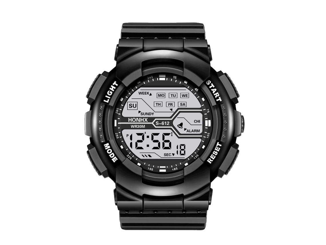 Relógio Esportivo Digital Masculino (preto) De Tamanho Grande (55 Mm) Com Luz Led, Recarregável E Resistente A Choques.