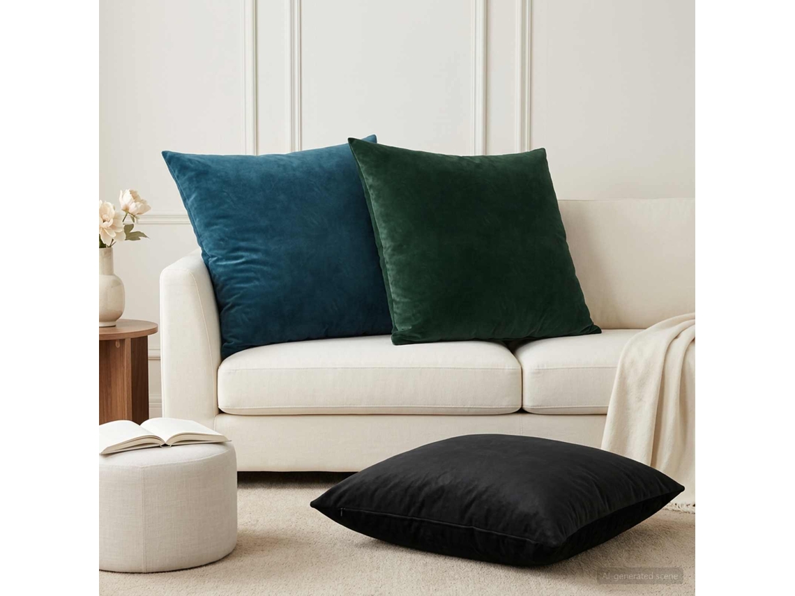 Vidaxl Almofada Com Travesseiro Heerlen 2 Unid. Preto Veludo