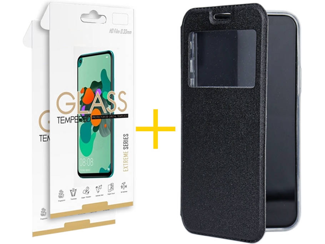 Kit Capa e 2 Películas Huawei P 30 Lite SKYHE Gandy Flip (Preto)