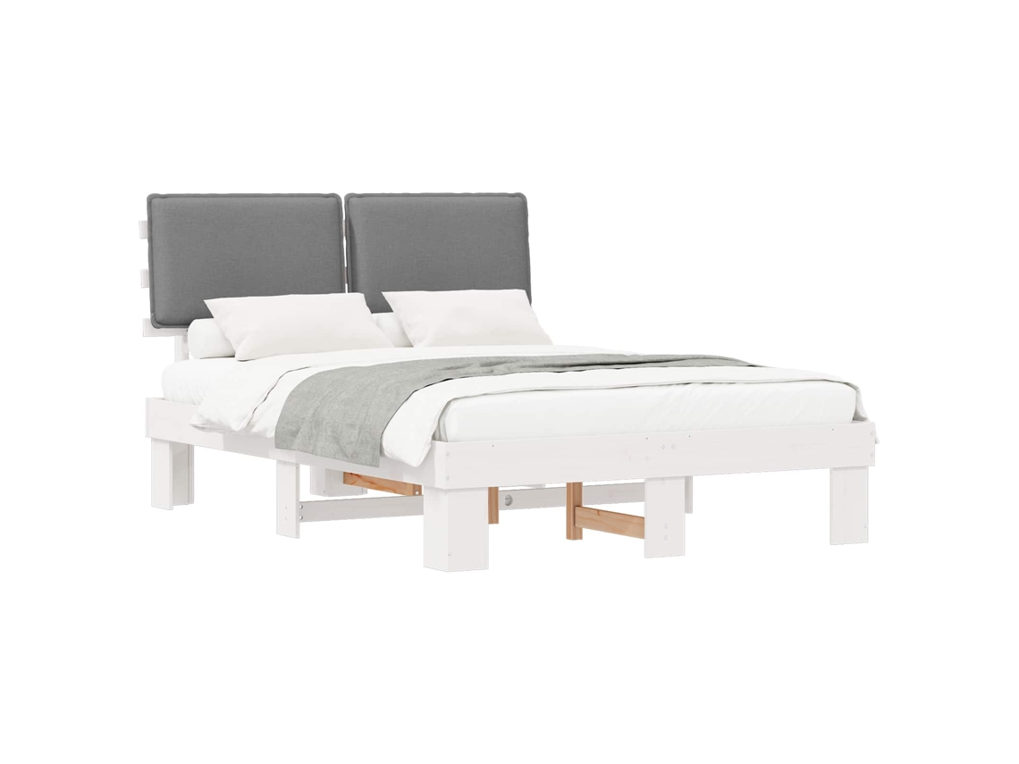 Estrutura de Cama com Cabeceira Estofada em Cinzento Claro MAISON EXCLUSIVE