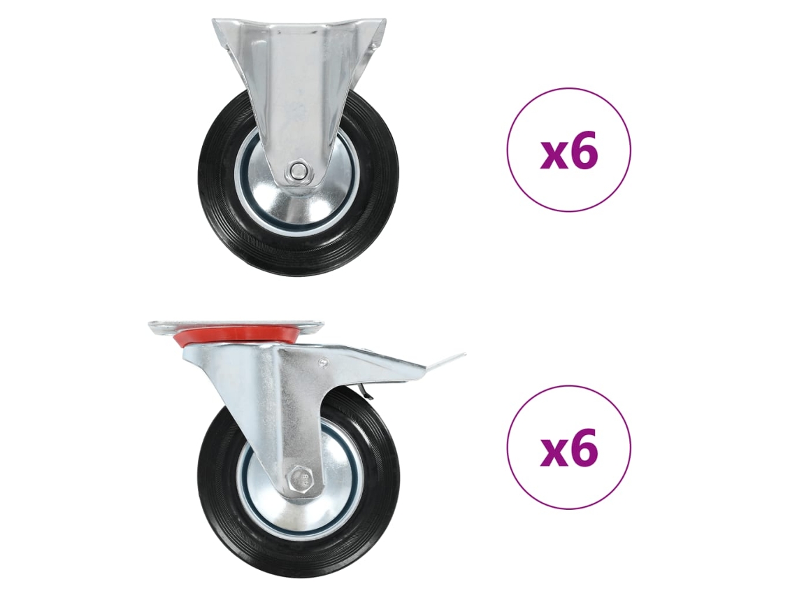 Vidaxl 12 Pcs Rodas 160 Mm