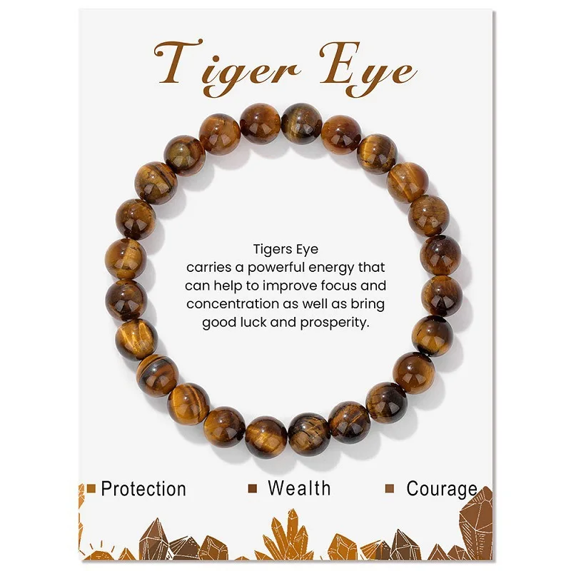 Pulseira de Hematita Magnética Natural , Joia para Meditação Dos Chakras MDUG (olho de Tigre, 21 Cm)